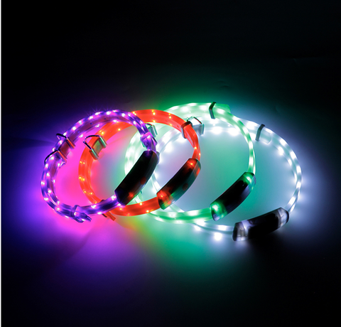 Adjustable Pet Collar Rechargeable Multicolor Two-way Pet Dog Collar